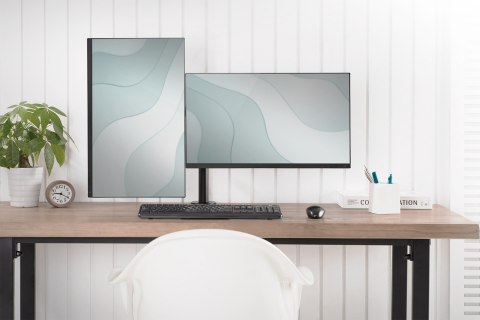 Uchwyt biurkowy podwójny (zacisk) 2xLCD max. 32"max. 2x 8kg uchylno-obrotowy czarny Uchwyt biurkowy podwójny (zacisk) 2xLCD max. 32"max. 2x 8kg uchylno-obrotowy czarny