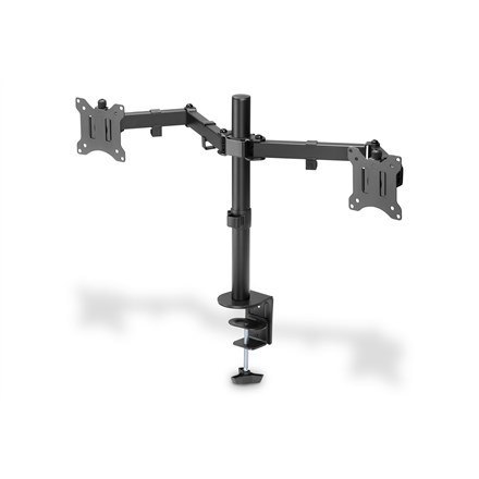 Uchwyt biurkowy podwójny (zacisk) 2xLCD max. 32"max. 2x 8kg uchylno-obrotowy czarny Uchwyt biurkowy podwójny (zacisk) 2xLCD max. 32"max. 2x 8kg uchylno-obrotowy czarny