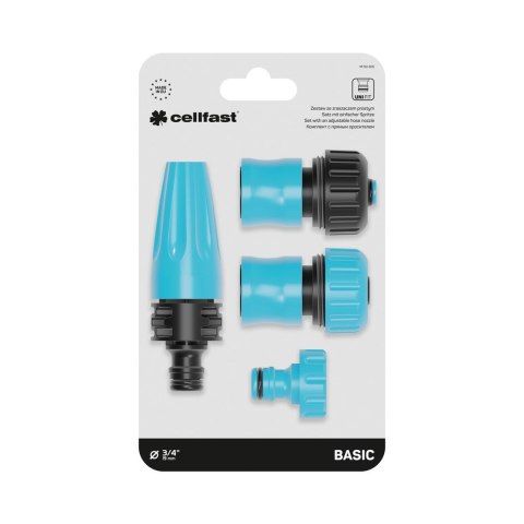 CELLFAST ZESTAW ZRASZAJĄCY ZRASZACZ 3/4" + 2x SZYBKOZŁĄCZE + PRZYŁĄCZE CELLFAST ZESTAW ZRASZAJĄCY ZRASZACZ 3/4" + 2x SZYBKOZŁĄCZE + PRZYŁĄCZE