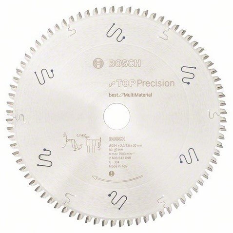 BOSCH PIŁA TARCZOWA MULTIMATERIAL TOP PRECISION 254x30mm 80-ZĘBÓW BOSCH PIŁA TARCZOWA MULTIMATERIAL TOP PRECISION 254x30mm 80-ZĘBÓW