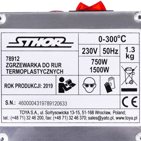 STHOR ZGRZEWARKA DO RUR 1500W 78912 STHOR ZGRZEWARKA DO RUR 1500W 78912