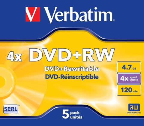 DVD+RW 4.7GB/4X JEWEL 5PK