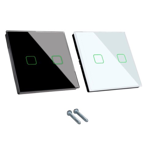 Dotykowy włącznik światła Maclean, podwójny, SMART, Tuya APP, szklany, biały z kwadratowym podśw. przycisku, 86x86mm, MCE717W Dotykowy włącznik światła Maclean, podwójny, SMART, Tuya APP, szklany, biały z kwadratowym podśw. przycisku, 86x86mm, MCE717W