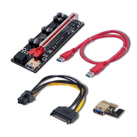 Qoltec Riser PCI-E 1x - 16x | USB 3.0 | ver. 009S Plus | SATA / PCI-E 6 pin Qoltec Riser PCI-E 1x - 16x | USB 3.0 | ver. 009S Plus | SATA / PCI-E 6 pin