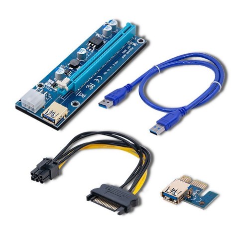 Qoltec Riser PCI-E 1x - 16x | USB 3.0 | ver. 009S | SATA / PCI-E 6 pin Qoltec Riser PCI-E 1x - 16x | USB 3.0 | ver. 009S | SATA / PCI-E 6 pin