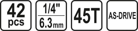 STHOR ZESTAW KLUCZY 1/4" 42el 58641 STHOR ZESTAW KLUCZY 1/4" 42el 58641