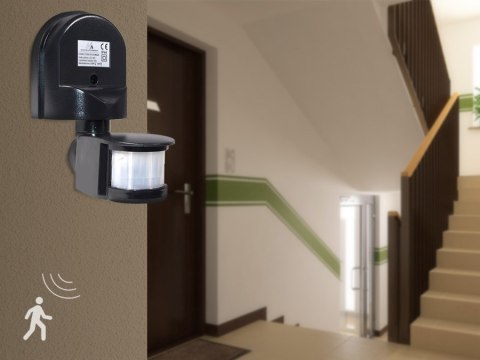 Ścienny czujnik ruchu i zmierzchu Maclean, 180°, max. 1200W, czarny, MCE25 B Ścienny czujnik ruchu i zmierzchu Maclean, 180°, max. 1200W, czarny, MCE25 B