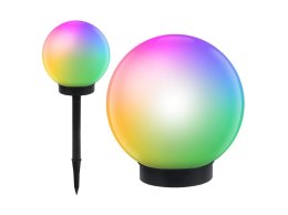Solarna lampa wolnostojąca ogrodowa GreenBlue, kula, 20x20x53cm, kolorowy LED RGB, GB124