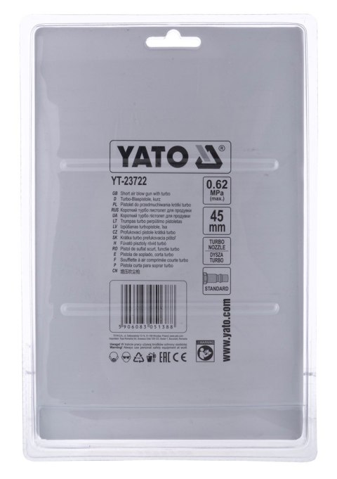 YATO PISTOLET DO PRZEDMUCHIWANIA KRÓTKI TURBO YATO PISTOLET DO PRZEDMUCHIWANIA KRÓTKI TURBO