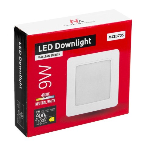 Panel LED sufitowy Maclean, podtynkowy SLIM, 9W, Neutral White 4000K, 120*120*26mm, 900lm, MCE373 S Panel LED sufitowy Maclean, podtynkowy SLIM, 9W, Neutral White 4000K, 120*120*26mm, 900lm, MCE373 S