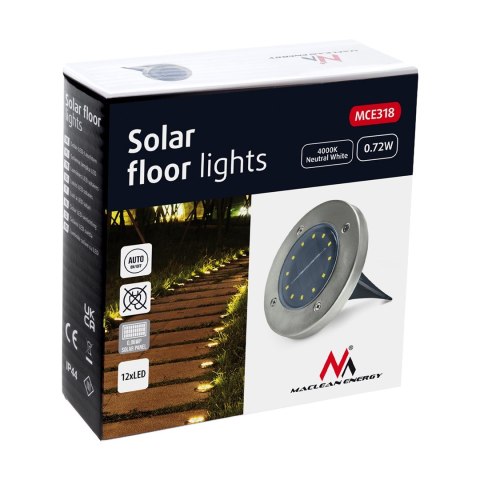 Solarna lampa najazdowa ogrodowa LED Maclean IP44, 12 LED SMD, 4000K, Ni-MH 600 mAh, 0,7W, MCE318 Solarna lampa najazdowa ogrodowa LED Maclean IP44, 12 LED SMD, 4000K, Ni-MH 600 mAh, 0,7W, MCE318