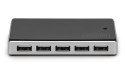 HUB 10-portowy USB 2.0 HighSpeedaktywny, czarno-srebrny