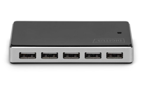 HUB 10-portowy USB 2.0 HighSpeedaktywny, czarno-srebrny HUB 10-portowy USB 2.0 HighSpeedaktywny, czarno-srebrny