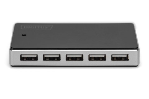 HUB 10-portowy USB 2.0 HighSpeedaktywny, czarno-srebrny HUB 10-portowy USB 2.0 HighSpeedaktywny, czarno-srebrny