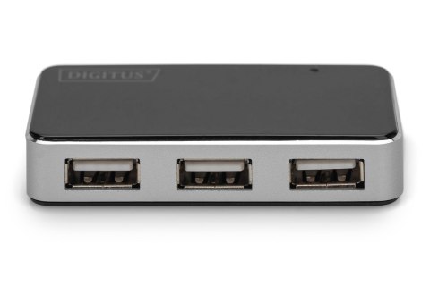 HUB 4-portowy USB 2.0 HighSpeed aktywny, czarno-srebrny HUB 4-portowy USB 2.0 HighSpeed aktywny, czarno-srebrny