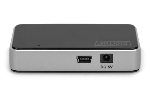 HUB 4-portowy USB 2.0 HighSpeed aktywny, czarno-srebrny HUB 4-portowy USB 2.0 HighSpeed aktywny, czarno-srebrny