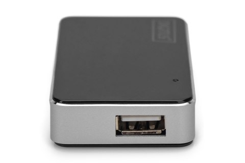 HUB 4-portowy USB 2.0 HighSpeed aktywny, czarno-srebrny HUB 4-portowy USB 2.0 HighSpeed aktywny, czarno-srebrny