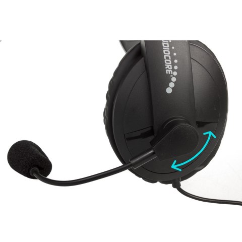 Nauszne słuchawki USB plug&play z mikrofonem Audiocore AC862, dł. kabla 1,5m do pracy zdalnej Nauszne słuchawki USB plug&play z mikrofonem Audiocore AC862, dł. kabla 1,5m do pracy zdalnej