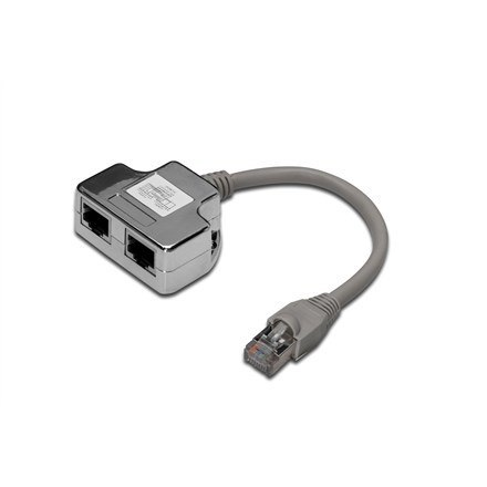 Adapter rozdzielacz LAN, ekranowany, kat.5e, 2x gniazdo RJ45, 1x wtyk, długość 0.19m Adapter rozdzielacz LAN, ekranowany, kat.5e, 2x gniazdo RJ45, 1x wtyk, długość 0.19m