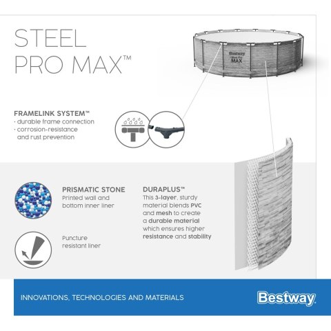 Bestway 5619E Basen stelażowy Steel Pro MAX 488x122 Bestway 5619E Basen stelażowy Steel Pro MAX 488x122