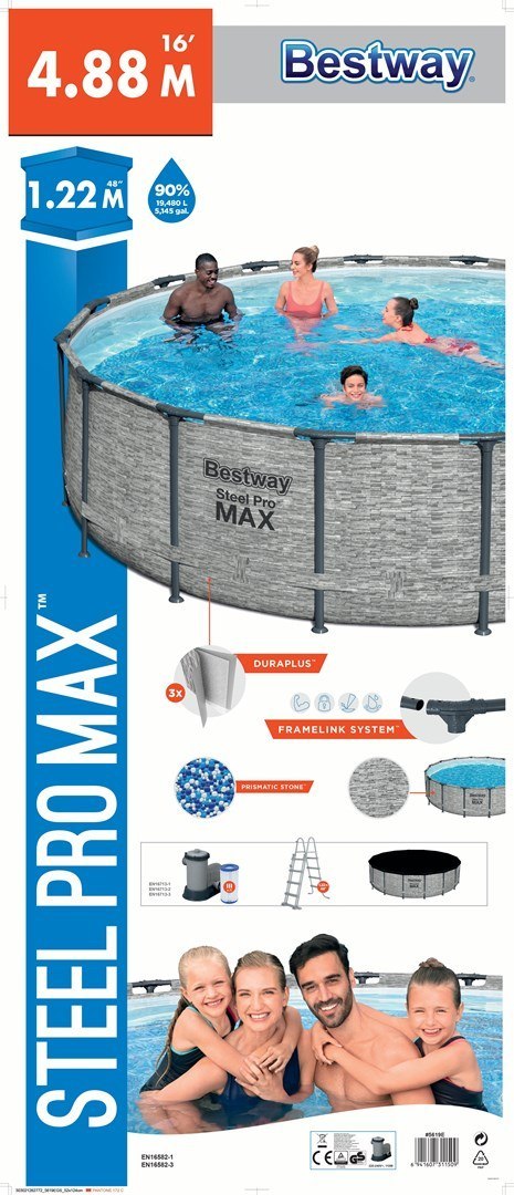 Bestway 5619E Basen stelażowy Steel Pro MAX 488x122 Bestway 5619E Basen stelażowy Steel Pro MAX 488x122