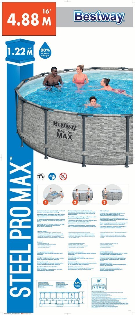 Bestway 5619E Basen stelażowy Steel Pro MAX 488x122 Bestway 5619E Basen stelażowy Steel Pro MAX 488x122