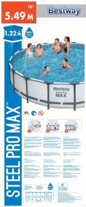 Bestway 56462 Basen stelażowy Steel Pro MAX 549x122