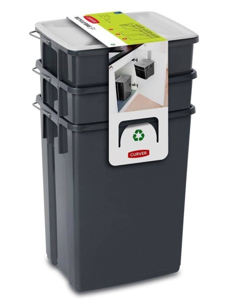 CURVER ZESTAW KOSZY DO SEGREGACJI ŚMIECI 3szt 2x10L+6L CURVER ZESTAW KOSZY DO SEGREGACJI ŚMIECI 3szt 2x10L+6L