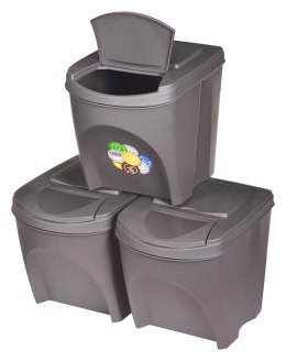 KEDEN KOSZ NA ŚMIECI SORTIBOX 25L SET 3 - KAMIENNY SZARY