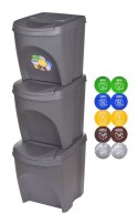 KEDEN KOSZ NA ŚMIECI SORTIBOX 25L SET 3 - KAMIENNY SZARY