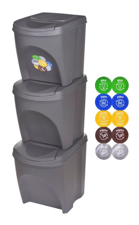 KEDEN KOSZ NA ŚMIECI SORTIBOX 25L SET 3 - KAMIENNY SZARY KEDEN KOSZ NA ŚMIECI SORTIBOX 25L SET 3 - KAMIENNY SZARY