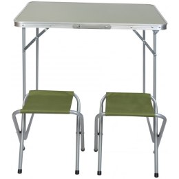 Stolik turystyczny składany kempingowy 80x60x70 cm i dwa krzesła zielony 1047355