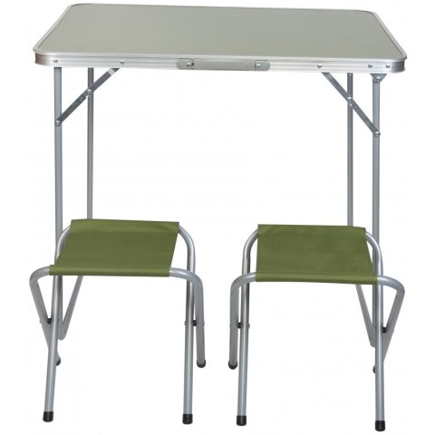 Stolik turystyczny składany kempingowy 80x60x70 cm i dwa krzesła zielony 1047355 Stolik turystyczny składany kempingowy 80x60x70 cm i dwa krzesła zielony 1047355