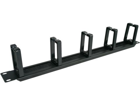 Organizator kabli 1U 19" z przepustem szczotkowym, 5 plastikowych uchwytów, czarny ALANTEC Organizator kabli 1U 19" z przepustem szczotkowym, 5 plastikowych uchwytów, czarny ALANTEC