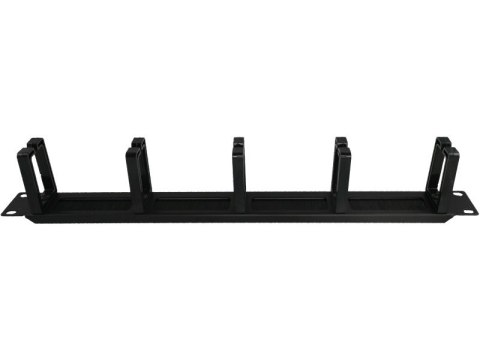 Organizator kabli 1U 19" z przepustem szczotkowym, 5 plastikowych uchwytów, czarny ALANTEC Organizator kabli 1U 19" z przepustem szczotkowym, 5 plastikowych uchwytów, czarny ALANTEC