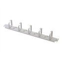 Organizator kablowy 19" 1U, 5x uchwyty stalowe, 40x60 mm, szary