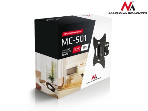 Uchwyt do telewizora lub monitora Maclean, uniwersalny, max VESA 200x200, 23-42" 30kg, srebrny, MC-501A S Uchwyt do telewizora lub monitora Maclean, uniwersalny, max VESA 200x200, 23-42" 30kg, srebrny, MC-501A S