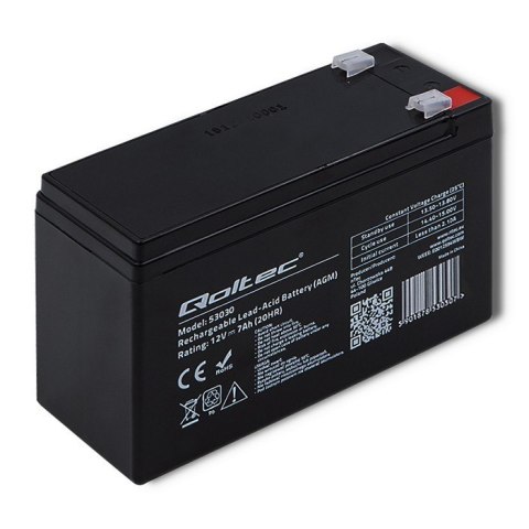 Akumulator żelowy AGM 12V 7Ah 105A (max) Qoltec