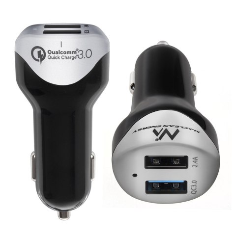 Ładowarka samochodowa max4,8A 2xUSB Maclean Energy MCE157 Qualcomm Quick Charge QC 3.0 plus kabel 1.5m Silver Ładowarka samochodowa max4,8A 2xUSB Maclean Energy MCE157 Qualcomm Quick Charge QC 3.0 plus kabel 1.5m Silver