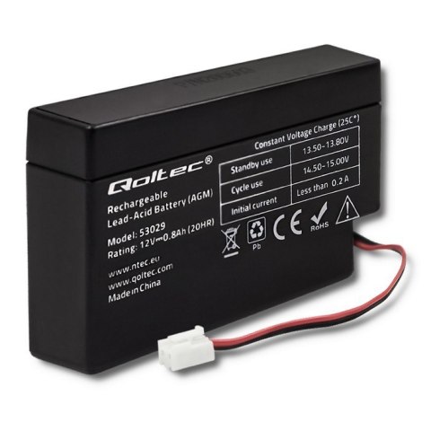 Qoltec Akumulator AGM | 12V | 0.8Ah | Bezobsługowy | Wydajny | LongLife | do zabawek, pojazdów Qoltec Akumulator AGM | 12V | 0.8Ah | Bezobsługowy | Wydajny | LongLife | do zabawek, pojazdów
