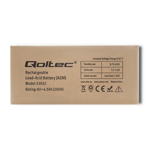 Qoltec Akumulator AGM | 6V | 4.5Ah | Bezobsługowy | Wydajny | LongLife | do UPS, wagi, kasy Qoltec Akumulator AGM | 6V | 4.5Ah | Bezobsługowy | Wydajny | LongLife | do UPS, wagi, kasy