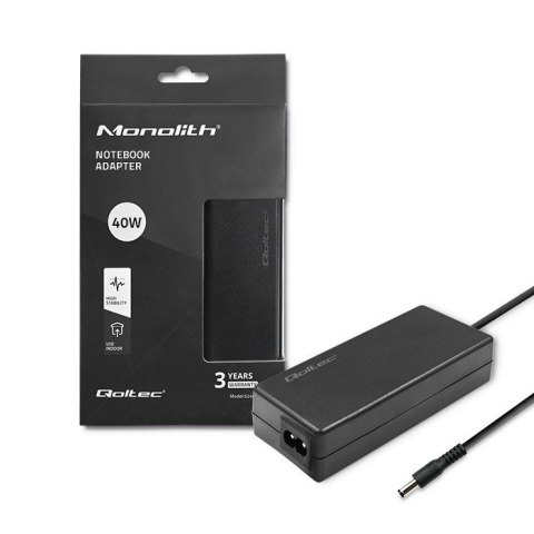 Qoltec Zasilacz do laptopa 40W | 12V | 3.33A | 5.5*2.1 | + kabel zasilający Qoltec Zasilacz do laptopa 40W | 12V | 3.33A | 5.5*2.1 | + kabel zasilający
