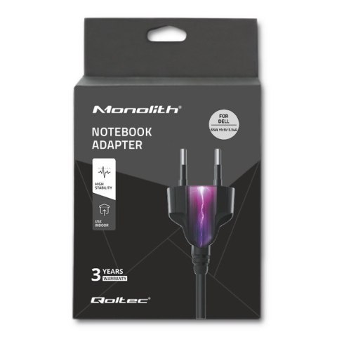Qoltec Zasilacz do laptopa Dell 65W | 19.5V | 3.34A | 4.5*3.0+pin | +kabel zasilający Qoltec Zasilacz do laptopa Dell 65W | 19.5V | 3.34A | 4.5*3.0+pin | +kabel zasilający