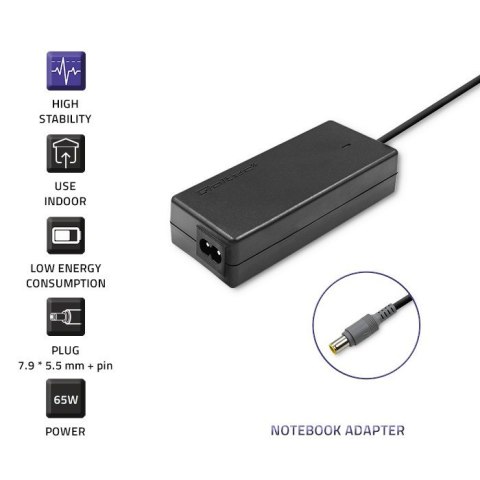 Qoltec Zasilacz do laptopa IBM Lenovo 65W | 20V | 3.52A | 7.9*5.5+pin | +kabel zasilający Qoltec Zasilacz do laptopa IBM Lenovo 65W | 20V | 3.52A | 7.9*5.5+pin | +kabel zasilający