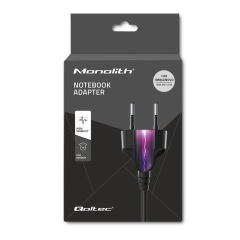 Qoltec Zasilacz do laptopa IBM Lenovo 65W | 20V | 3.52A | 7.9*5.5+pin | +kabel zasilający Qoltec Zasilacz do laptopa IBM Lenovo 65W | 20V | 3.52A | 7.9*5.5+pin | +kabel zasilający