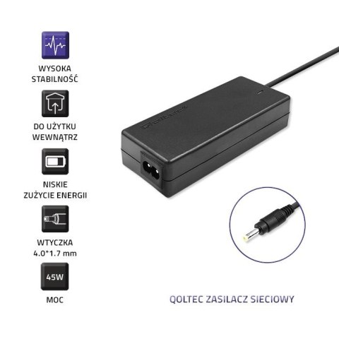 Qoltec Zasilacz do laptopa Lenovo 45W | 20V | 2.25A | 4.0*1.7 | +kabel zasilający Qoltec Zasilacz do laptopa Lenovo 45W | 20V | 2.25A | 4.0*1.7 | +kabel zasilający