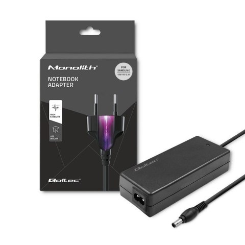 Qoltec Zasilacz do laptopa Samsung 40W | 19V | 2.1A | 5.5*3.0+pin | +kabel zasilający Qoltec Zasilacz do laptopa Samsung 40W | 19V | 2.1A | 5.5*3.0+pin | +kabel zasilający