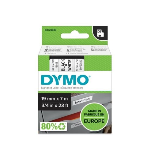 D1-TAPE 19MM X 7M/BLACK ON WHITE D1-TAPE 19MM X 7M/BLACK ON WHITE