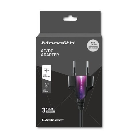 Qoltec Zasilacz do laptopa Lenovo 45W | 20V | 2.25A | 4.0*1.7 | +kabel zasilający Qoltec Zasilacz do laptopa Lenovo 45W | 20V | 2.25A | 4.0*1.7 | +kabel zasilający