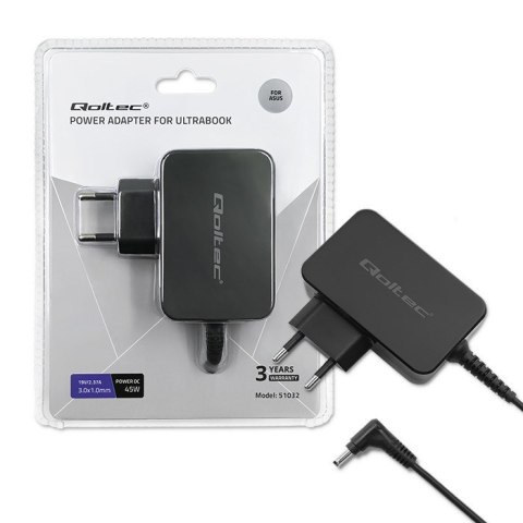 Qoltec Zasilacz do ultrabooka laptopa Asus 45W | 19V | 2.37A | 3.0*1.0 Qoltec Zasilacz do ultrabooka laptopa Asus 45W | 19V | 2.37A | 3.0*1.0